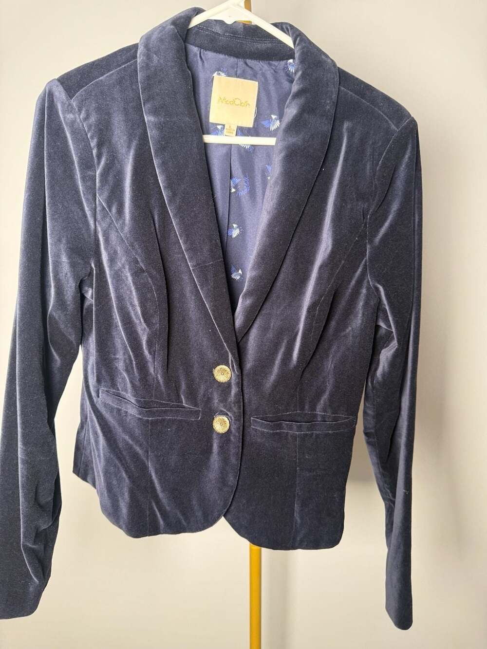 ModCloth Navy Blue Velvet Blazer Size L